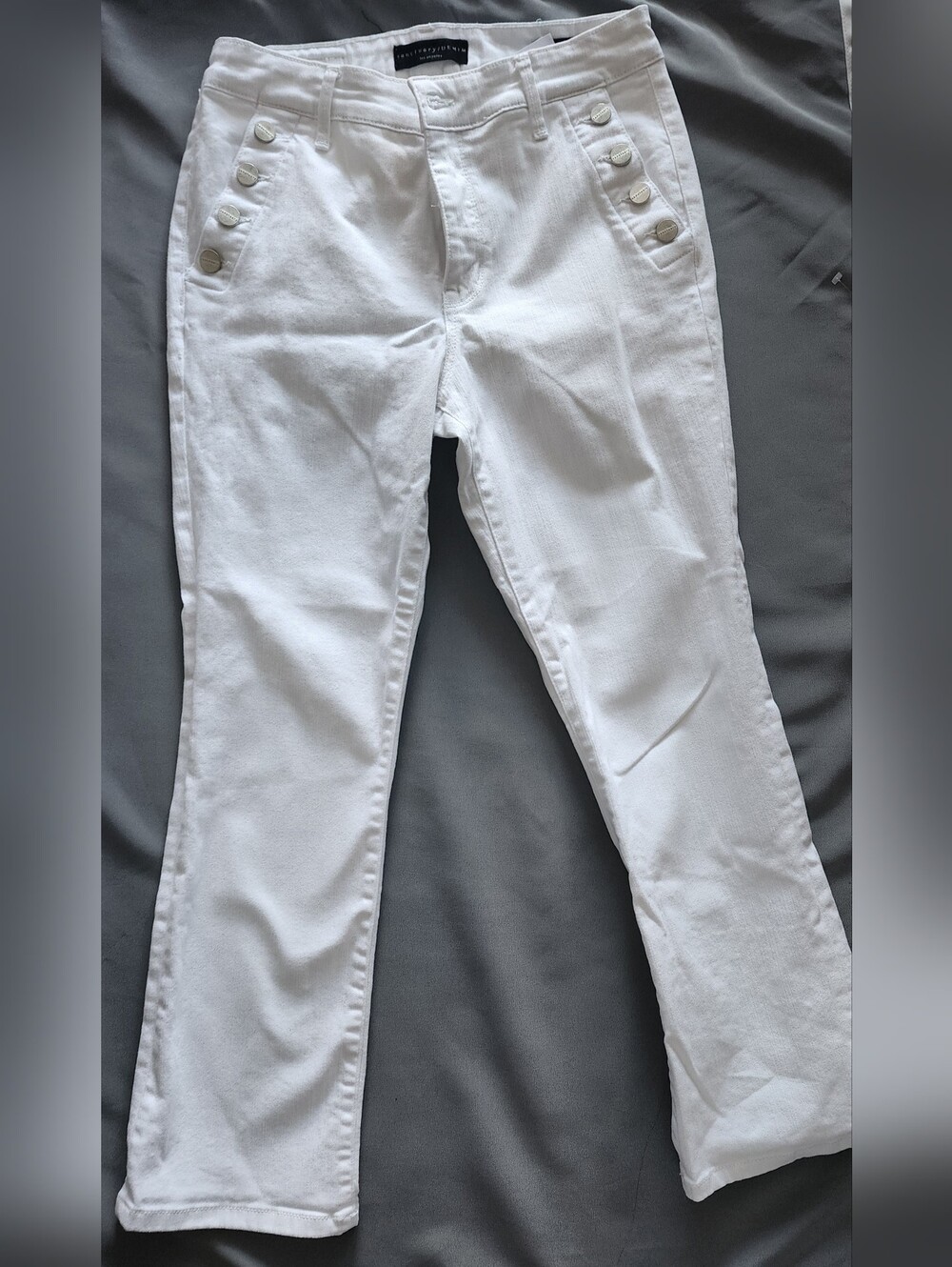SANCTUARY DENIM White Sailor Crop Flare Jeans with Silver Buttons - Size 28